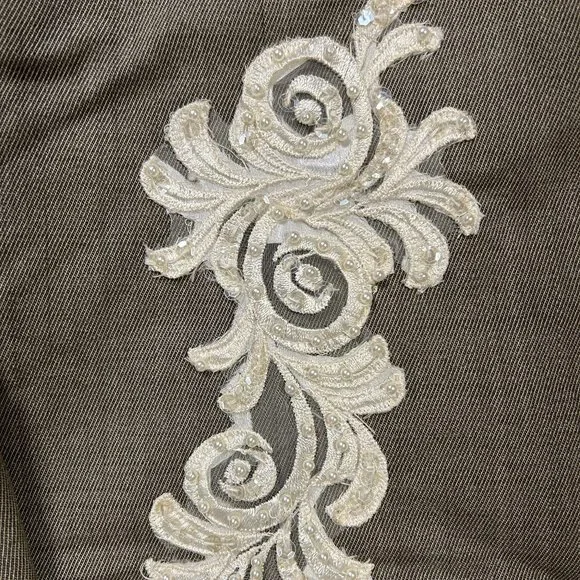 Upcycled Embellished Ankara/Sequin Lace/Rhinestone Blazer Wool M - Picture 6 of 11